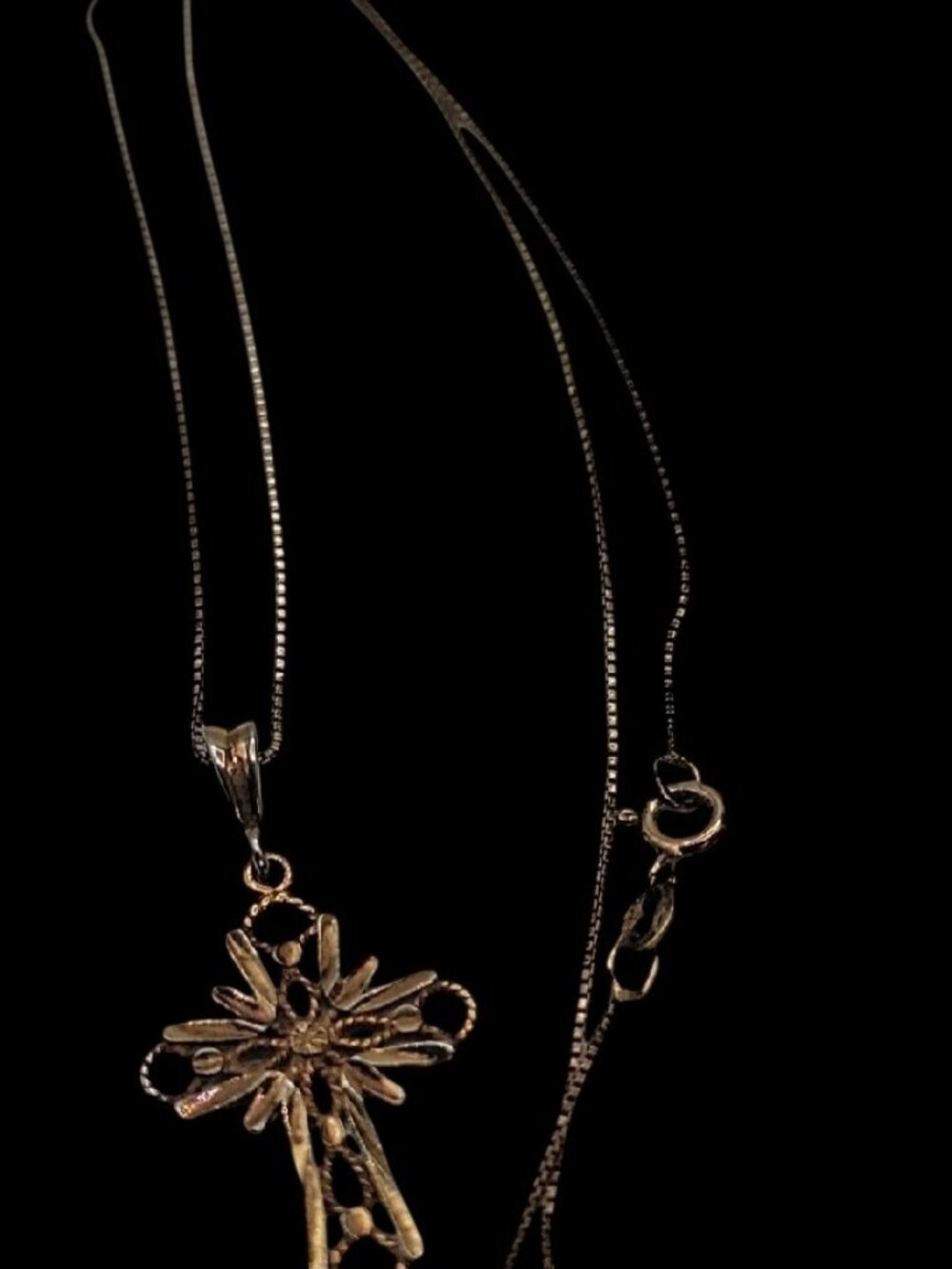 Danecraft Sterling Silver Vermeil Diamond-Cut Cross Pendant Necklace RJ 925 18" - Picture 9 of 15